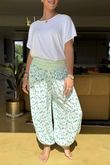 Made in Italy Harem Balloon Pant Peony Mint Cream /7 = ~ 